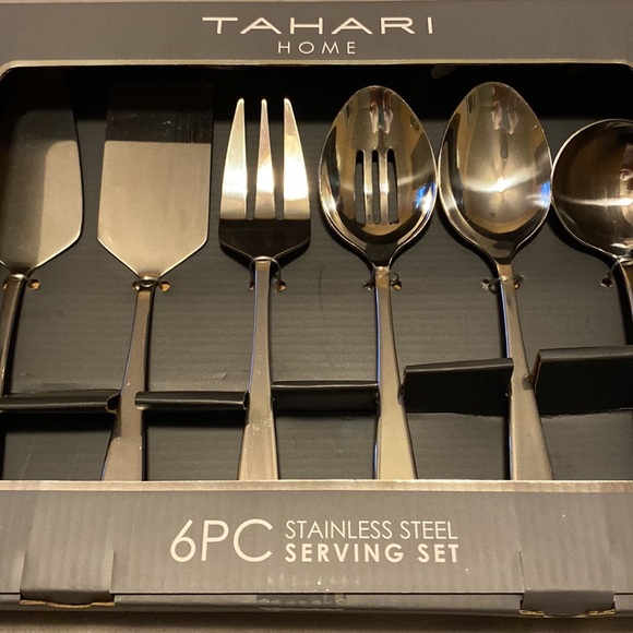 TAHARI Serving Set 6 Piece Stainless Steel Serving Set TAHARI Home - Picture 4 of 9